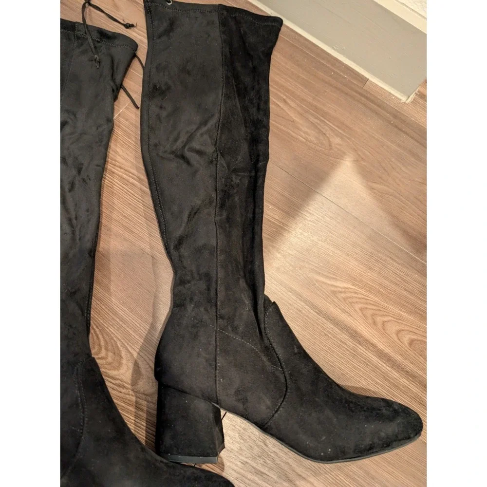 Sugar Women Shoes 6M Ollie Over The Knee Pull On Black Boots Faux‎ Suede